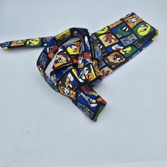 Mens Necktie Vintage Looney Tunes Mania Plaid 55" x 4" Taz Porky Silvester - Picture 3 of 6
